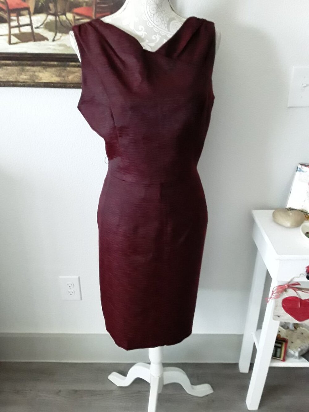 David Meister lovely burgundy shimmer midi dress size 12